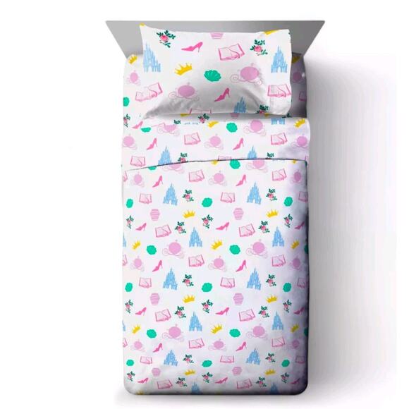 Disney Princess Sheet Set Twin Flat & Pillowcase Cinderella Jay Franco - Picture 2 of 7